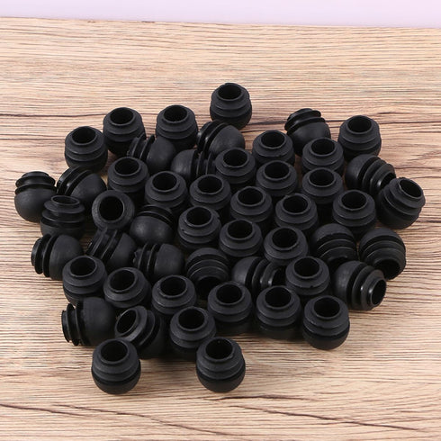 50 Homoyoyo Pieces Round Plastic Furniture Leg Plugs Thickened Pp Caps, Black Chair Glide Inserts for Tubular Steel