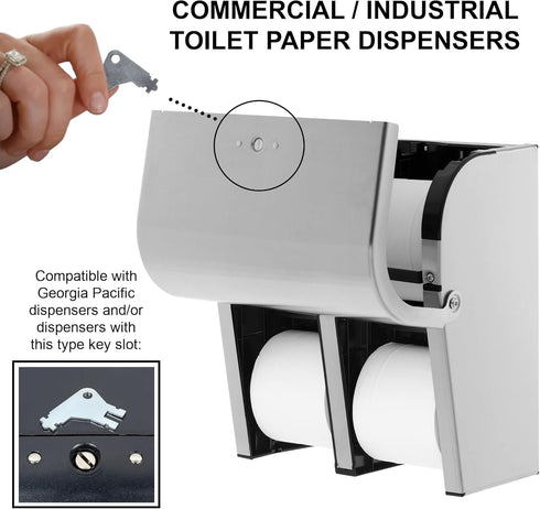 Generic Commercial 3-pk Paper Towel Dispenser Key for Georgia Pacific Machines - Also Fits GP Toilet Paper and Soap