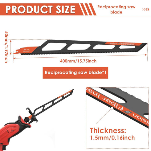 MABCIRY 16 Inch Reciprocating Saw Blade, High Chromium Alloy Steel Recip Saber Saw Blades, Long-Lasting Pruning Blades