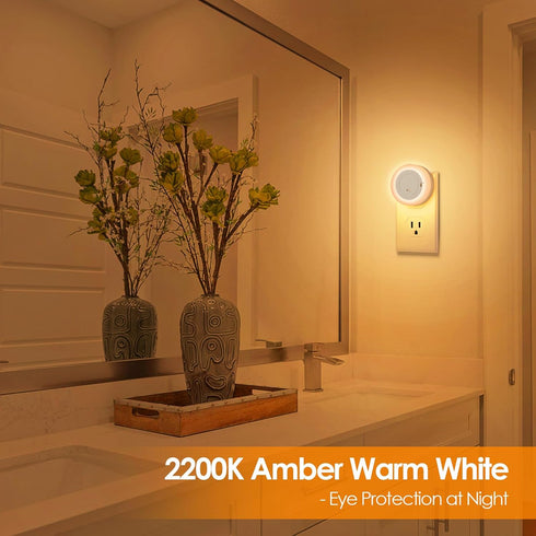 Dimmable 2-Pack FOLKSMATE LED Night Lights Plug into Wall, Plug in Nightlight with Auto Light Sensors for Adults, Kids