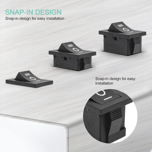QTEATAK 5Pcs On/Off/On Boat Toggle Rocker Switch, 3 Pin 3 Position, 12V 110V 250V