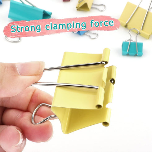 ZZTX Large Binder Clips, Assorted Color Paper Clamps, 1.6 Inches, 24 Pieces
