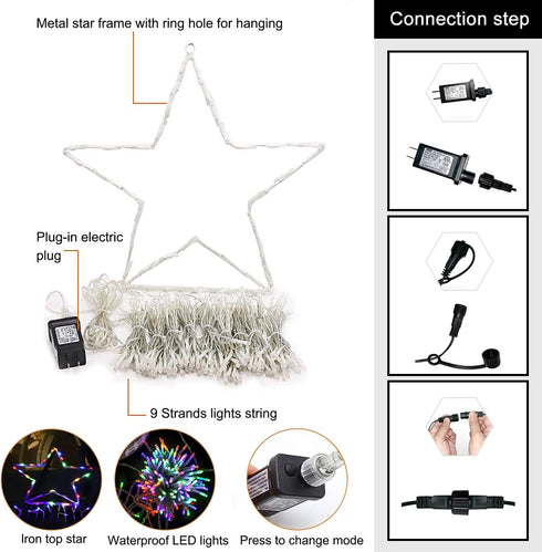 320 8 12" PUHONG Christmas Lights, Decorations Star Lights, LED Christmas Tree Lights Outdoor, Outdoor String Lights