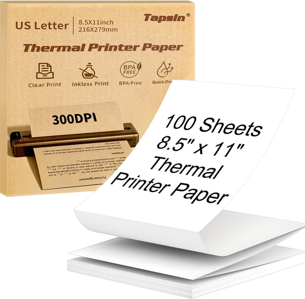 Thermal Printer Paper 8.5 x 11 Inch, Quick-Dry US Letter Thermal Paper,