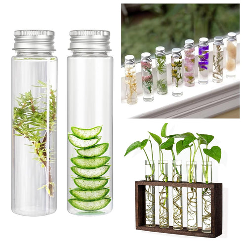 50 PCS 50 ML Clear Plastic Test Tubes with Screw Caps, Flat-Bottomed Bath Salt Containers for Candy