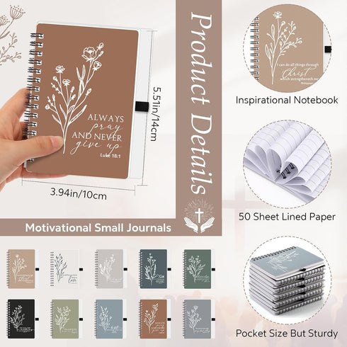 Kosiz 20 Sets Christian Gifts, A6 Spiral Notebook Bible Journal, Aesthetic Notepad with Ballpoint Pen for Church Gifts
