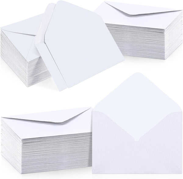 Outus 400 Pcs Mini Metallic Gift Card Envelopes, Small Business Cards Invitation Card Sleeves, 4 x 2.7 Inches (White)
