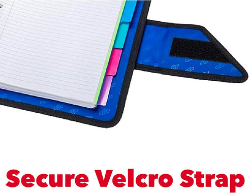 Case-it The Open Tab Velcro Opening Binder, 2 Inch O-Rings, 5 Color Tab Expanding File Folder, 400 Sheet Capacity, Blue