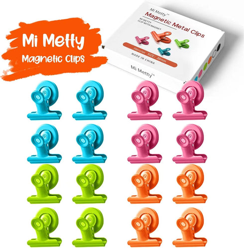 Magnetic Clips, 16pcs Metal Clips, Refrigerator Magnets for Photos, Whiteboard, School, Office Use
