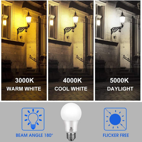 Energetic 4-Pack Dusk to Dawn LED Outdoor Light Bulb, 60 Watt Equivalent (6W), 800LM, Warm White 3000K, E26 Base