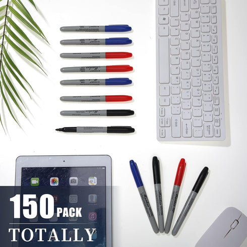 Yahenda 150 Pack Permanent Markers - Fine Point Marker Pens for Wood, Metal, Stone, Glass, Waterproof Quick Drying for