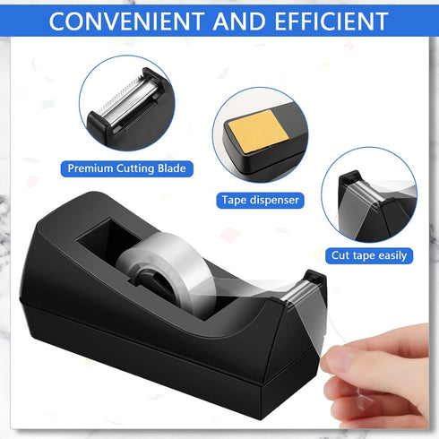 Queekay Office Stapler Set - 16 Pieces Desk Accessory Kit - Includes Staplers and Tape Dispensers