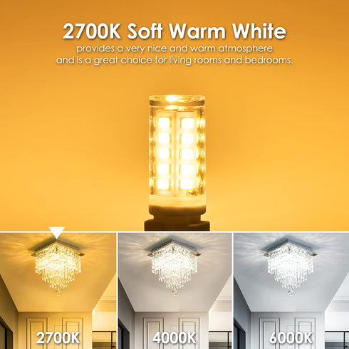 Sailstar G9 LED Bulb Dimmable, 2700K Soft Warm White, 6 Pack, T4 G9 4W Replacement for 40 Watts Halogen