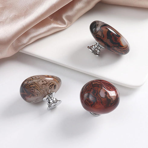 SHYYOULQE 3Pcs Drawer Pull Natural Stone Dressers Knob Cupboard Handle Elegant Furniture Handle Simple Bedside Cabinet