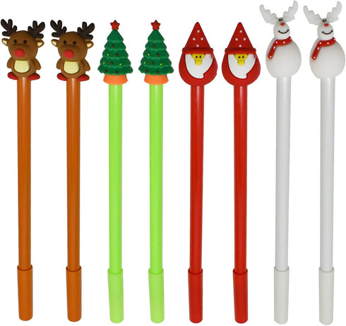 Maydahui 28 PCS Christmas Series Rollerball Pens, Black Gel Ink, Christmas Tree, Snowman, Reindeer, Santa Claus Style