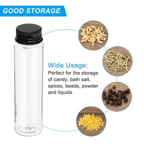 PATIKIL 80ml Plastic Test Tubes with Screw Caps, 15Pcs Flat Bottom Tubes for Scientific Party Decoration
