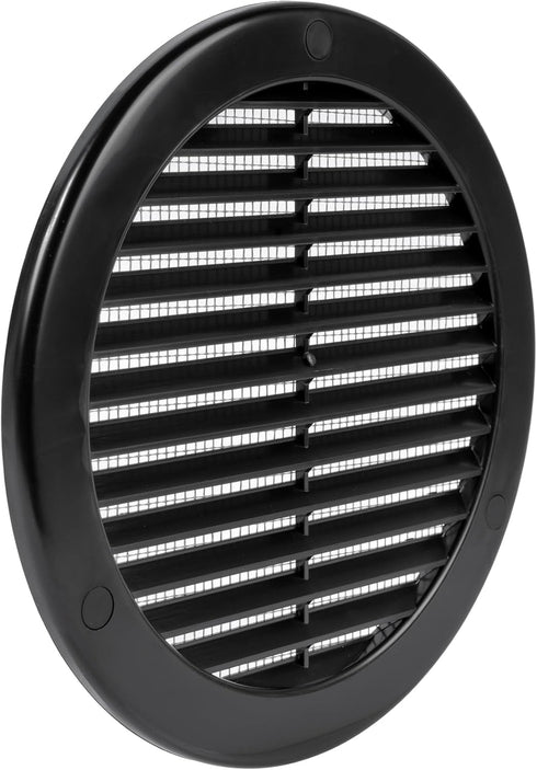 Vent Systems 6'' Inch Black Soffit Vent Cover, Pack of 5 Round Air Vent Louver with Built-in Insect Screen