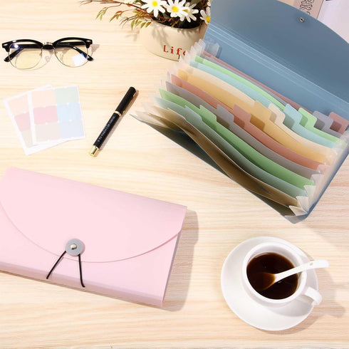 Harloon 2 Pack Mini Expandable File Folder Organizer Wallet, 13 Pockets Expanding File Folder and Cover with Labels for
