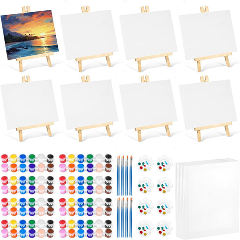 Acrylic Paint Set with 8 PCS 11.8In Easel & 16 PCS 8X10In