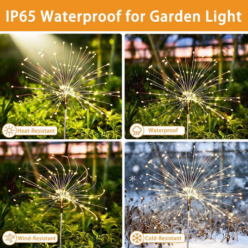 Galavasen 150LED 8 2Pack Solar Fireworks Lights for Outside, Modes Fireworks Solar Lights Outdoor, Fairy Garden Flowers