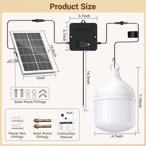 6500K IP65 3 1 Pack Solar Shed Light Indoor Outdoor, Daytime Available Pendant Light with Pull String, Power Display