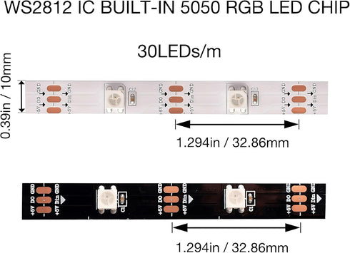 WS2812B LED Strip, Individual Addressable Light Full Color SMD 5050 RGB Pixel Strip, 16.4FT Non-Waterproof