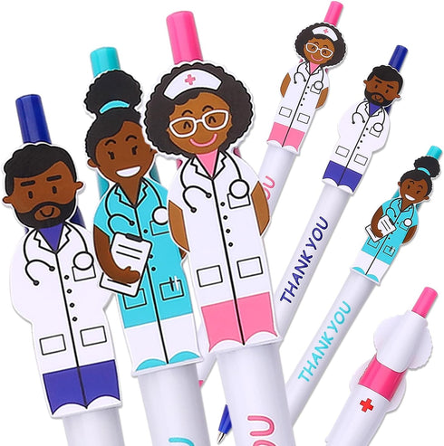 Cute Doctor Pen Thank You Caring Pens Gift for Doctors Medical Staff Assistants Healthcare Workers Women Coworkers Pharmacy (Mixed 36Pack)