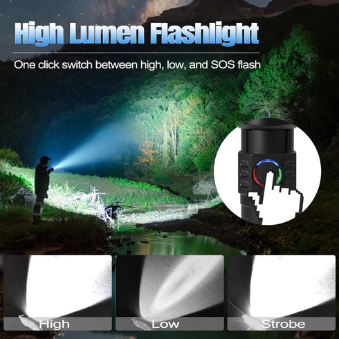 3 (2 Pack) Tactical Flashlights Torch High Lumens Rechargeable, Modes Led Waterproof Zoomable Linternas Handheld Small
