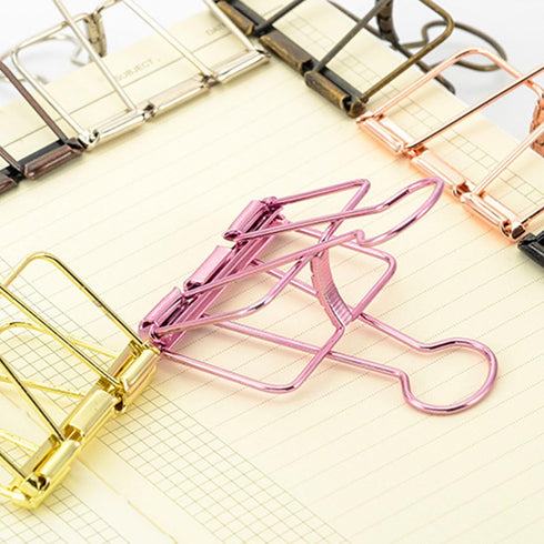 Hollow Out Paper Binder Clip, Invoice Bill Clip, Office Supplies Pack of 10 (S, Bronze)