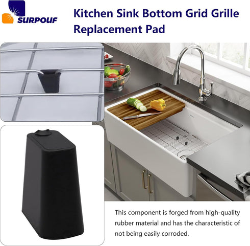 (8Pcs) Kitchen Sink Bottom Grid Grille Replacement Pad, Sink Grid Rubber Feet, Sink Protector Fits For Elkay Sink Parts