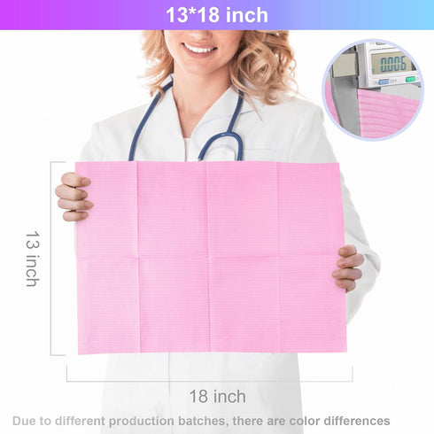 3 13'' 18" Dental Bib Disposable Pink Polyback Towel Waterproof Patient Bibs Ply Tattoo Paper Napkins for Dental