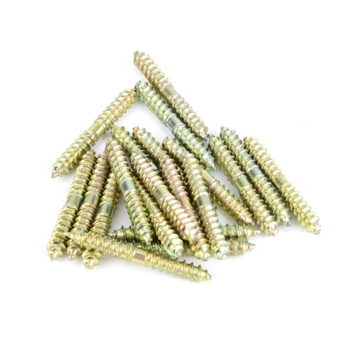 20pcs M5 40mm Dowel Iron Double Ended Zinc Plating Self-Tapping Thread to Wood Dowel