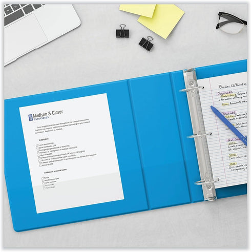 Universal UNV20713 11 in. x 8.5 in. 1 in. Capacity 3 Rings Slant D-Ring View Binder, Light Blue for Document Storage