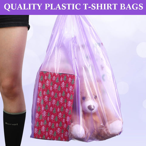 Dunzoom 180 17"x8"x29" 18 Pcs Large Plastic Shopping Bags with Handles Bulk, Jumbo T-shirt Bags Mic Thick for Grocery