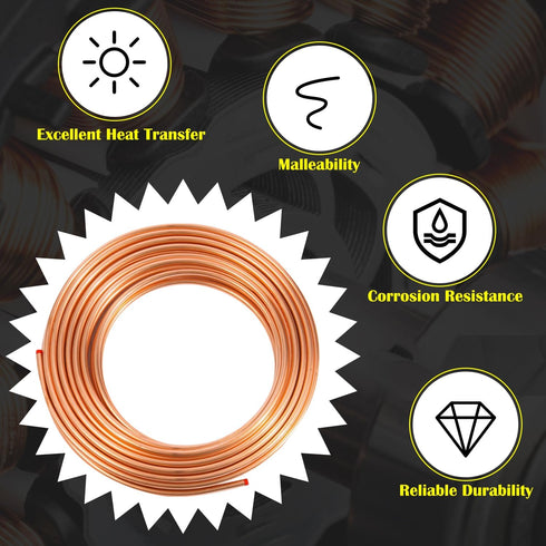 Copper Tubing, 5/16" OD x 6.56 Ft for DIY Handicrafts, Jewelry, Crafts, and Industry