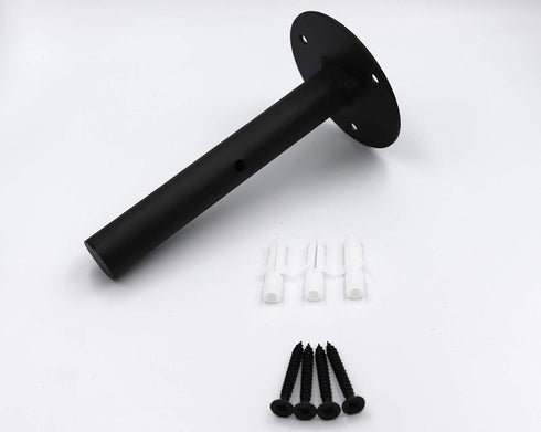 4pcs 6inch FGen Wrought Iron Wall Bracket - Round Bracket Bookshelf Shelf Support (Black)