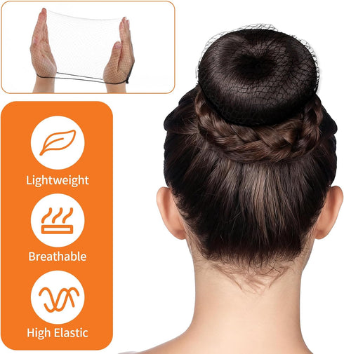 SHENLIU 500 20 Inches Pcs Hair Nets For Food Service Workers, Black Invisible Elastic Mesh Hair Nets Bulk Dust Cap Net
