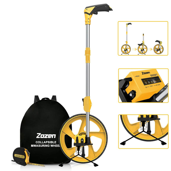 Zozen Distance Measuring Wheel, Collapsible Measure Wheel in Feet and Inches, Includes Backpack and Tape Measure