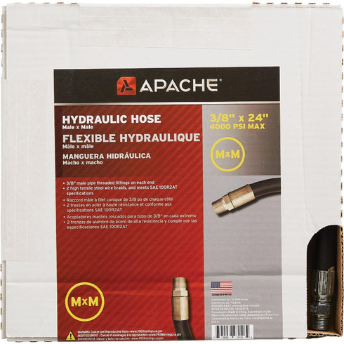 Apache 98398226 3/8" x 24" 2-Wire Hydraulic Hose Male x Male Assembly