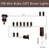 100 23ft Clear Mini Brown Wire Christmas Lights Incandescent Waterproof UL Certified Fairy String Lights for Outdoor