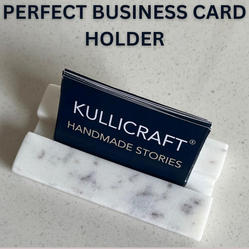 Business Card Holder for Desk, White Carrara Marble Display Stand for Business Cards, Cute Office Accessory