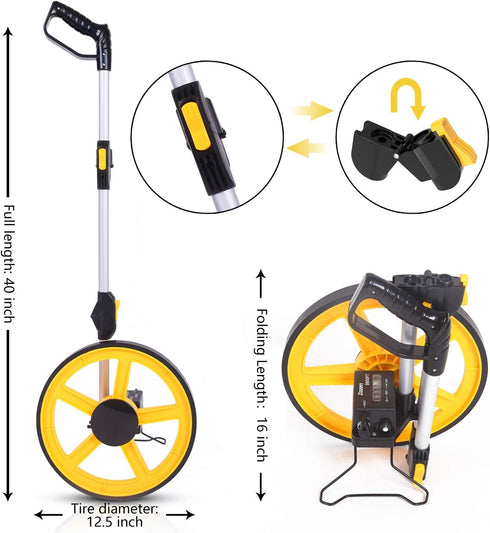 Zozen Folding Portable Distance Measuring Wheel for Professional Engineering, Measures Up to 10,000Feet