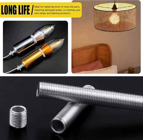 160 Pcs Zinc Coated Lamp Repair Hardware Assortment Set with Washers, Nuts, All Thread Lamp Rod Accessories