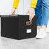 Huolewa Upgraded File Organizer Box with Lid, Collapsible Faux Leather Hanging Folder Box for Home/Office Storage