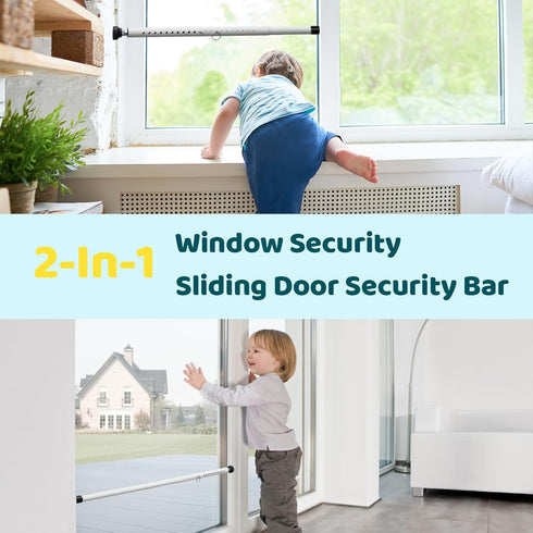 POKUSI 18-50 inches 1 Inch Sliding Door Lock, Adjustable Sliding Door Security Bar, Heavy Duty Sliding Glass Door Lock