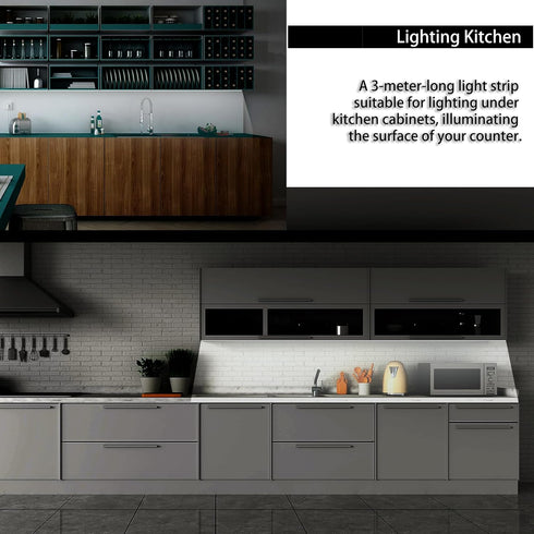 10FT Dimmer 12V Dimmable Cabinet,Bedside,Counter,Shelf,TV 6000K Under Cabinet LED Lighting kit, LED Strip Lights
