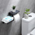 AIDILI 304 Adhesive Toilet Paper Holder with Double Shelf, No Drilling Wall Mount Toilet Tissue Roll Holder, Rustproof