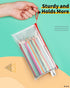 Smarpau 14pcs Zipper Pouch, 14 Colors 9.3" x 4.7" Mesh Pencil Pouches, Waterproof Zipper Bags for Cosmetic, Travel,