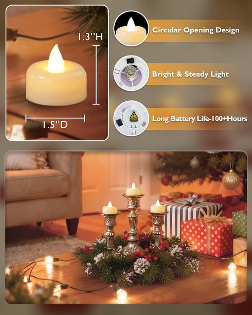 12/24/50/100/150Pack Raycare Battery Operated Tea Lights Candles, Long Lasting Fake Candles, Flameless LED Tea Lights