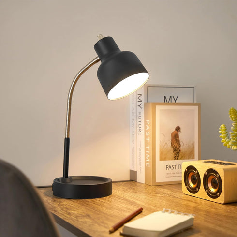 Generic 17" LED Catch-All Base & AC Outlet Adjustable Flexible Desk Lamp (Black)